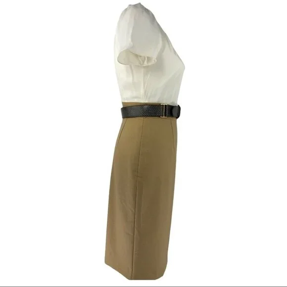 Tahari ASL Women's NWT Tan Kim Silk Pencil Business Career Dress Size 2/C33